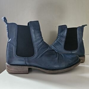 Miz Mooz Navy Leather Ankle Boots